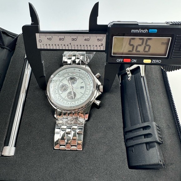 NOS Akribos XXIV Multi Function Chronograph Watch Stainless Steel extra Band - Picture 5 of 15